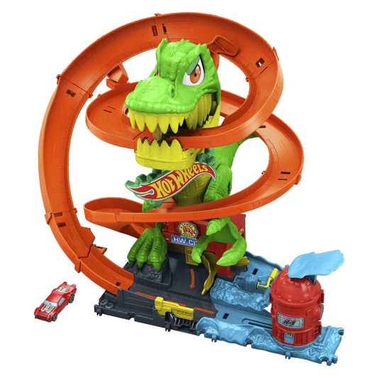 Hot wheels city set statia de pompieri si batalia cu trex, Mattel - Publisol.ro