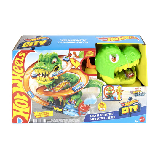 Hot wheels city set statia de pompieri si batalia cu trex, Mattel - Publisol.ro