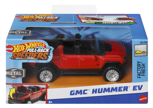 Hot wheels masinuta metalica cu sistem pull back gmc hummer ev scara 1:43, Mattel - Publisol.ro