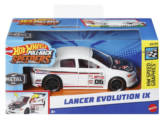 Hot wheels masinuta metalica cu sistem pull back lancer evolution ix scara 1:43, Mattel - Publisol.ro