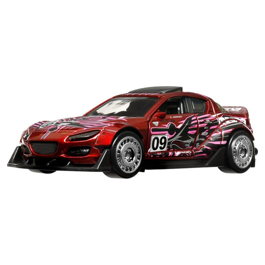 Hot wheels masinuta metalica cu sistem pull back mazda 2004 rx8 custom scara 1:43, Mattel - Publisol.ro