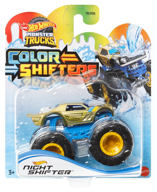 Hot wheels monster truck camion night shifter cu culori schimbatoare scara 1:64, Mattel - Publisol.ro