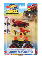 Hot Wheels monster truck cu masinute neagru si rosu - Publisol.ro