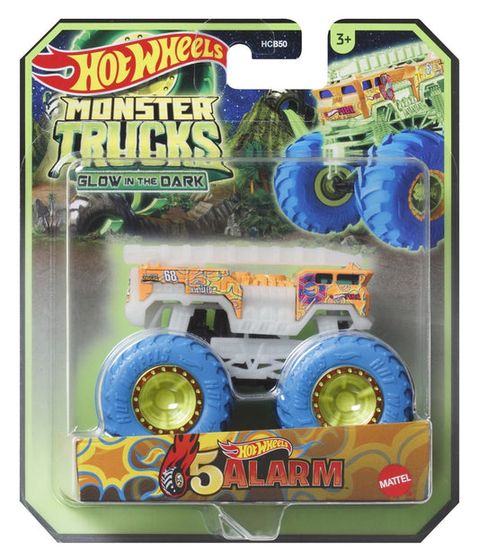 Hot wheels monster truck glow in the dark masinuta 5 alarm scara 1:64, Mattel - Publisol.ro