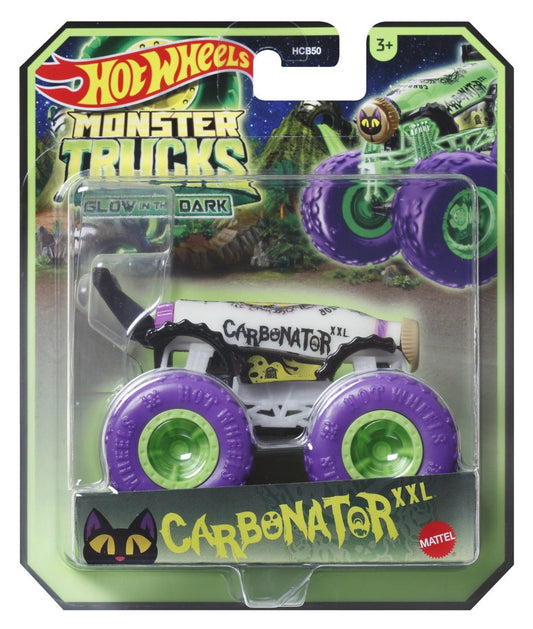 Hot wheels monster truck glow in the dark masinuta carbonator xxl scara 1:64, Mattel - Publisol.ro