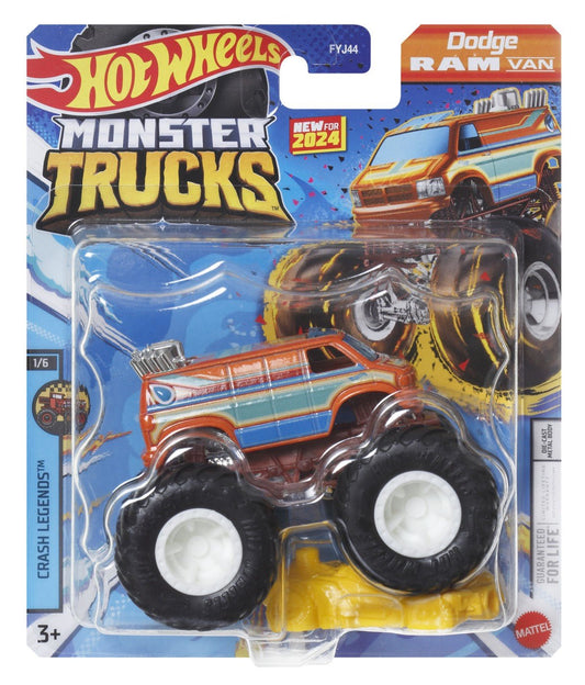 Hot wheels monster truck masinuta dodge ram van scara 1:64, Mattel - Publisol.ro