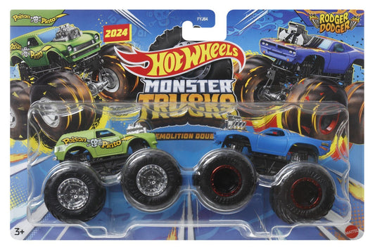 Hot wheels monster truck set 2 masini rodger dodger si poison pinta scara 1 la 64 , Mattel - Publisol.ro