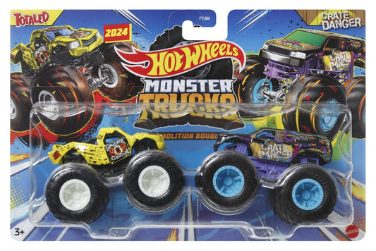 Hot wheels monster truck set 2 masini totaled si crate danger scara 1 la 64 , Mattel - Publisol.ro