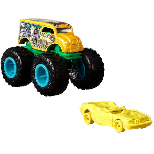 Hot wheels monster truck si masinuta metalica hound hauller, Mattel - Publisol.ro