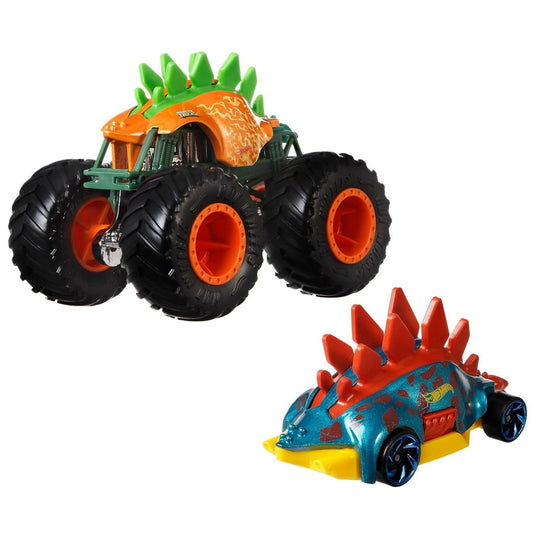 Hot wheels monster truck si masinuta metalica motosaurus, Mattel - Publisol.ro