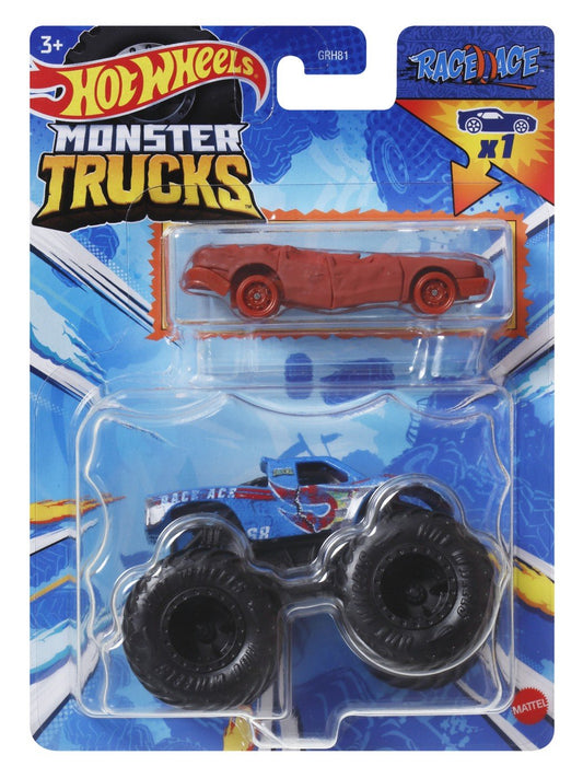 Hot wheels monster truck si masinuta metalica race ace, Mattel - Publisol.ro