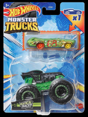 Hot Wheels monster truck si masinuta metalica ratical racer - Publisol.ro