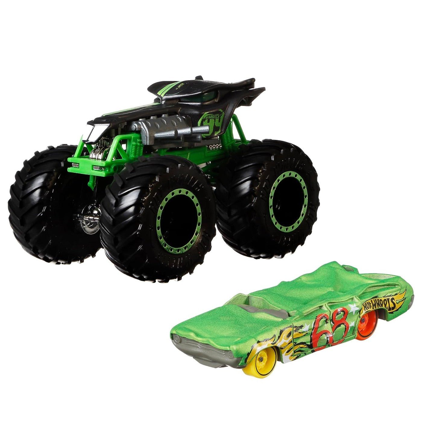 Hot Wheels monster truck si masinuta metalica ratical racer - Publisol.ro