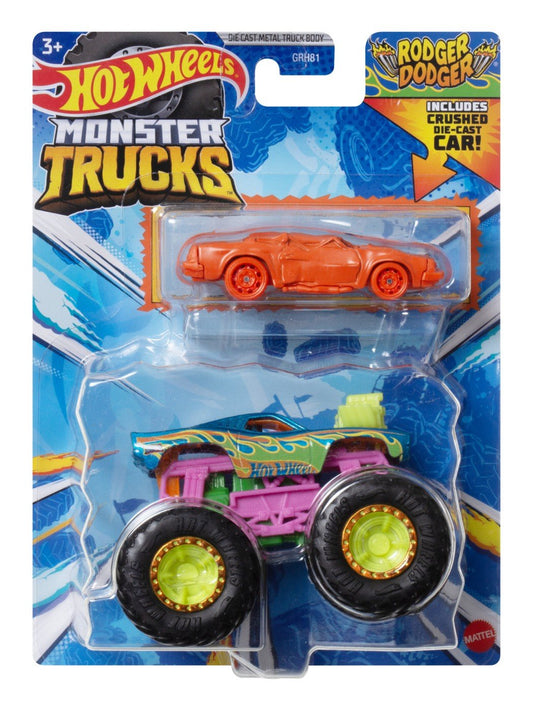 Hot wheels monster truck si masinuta metalica rodger dodger, Mattel - Publisol.ro