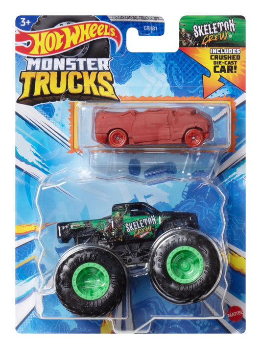 Hot wheels monster truck si masinuta metalica skeleton crew, Mattel - Publisol.ro