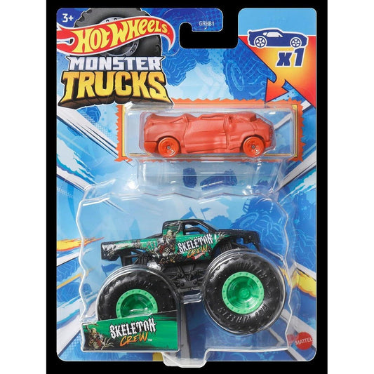 Hot wheels monster truck si masinuta metalica skeleton crew, Mattel - Publisol.ro