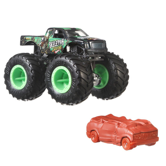 Hot wheels monster truck si masinuta metalica skeleton crew, Mattel - Publisol.ro