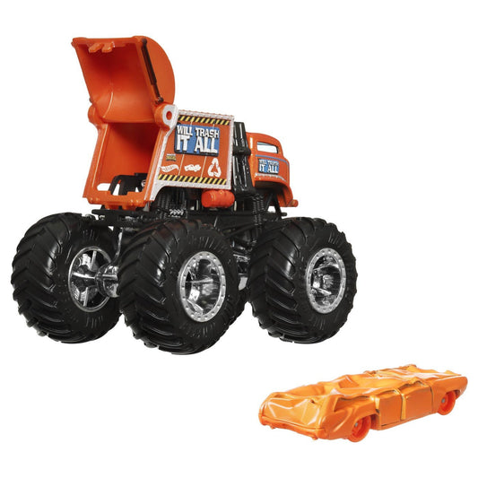 Hot wheels monster truck si masinuta metalica will trash it all, Mattel - Publisol.ro