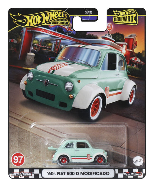 Hot wheels premium boulevard masinuta metalica fiat 500 d modificado scara 1:64, Mattel - Publisol.ro
