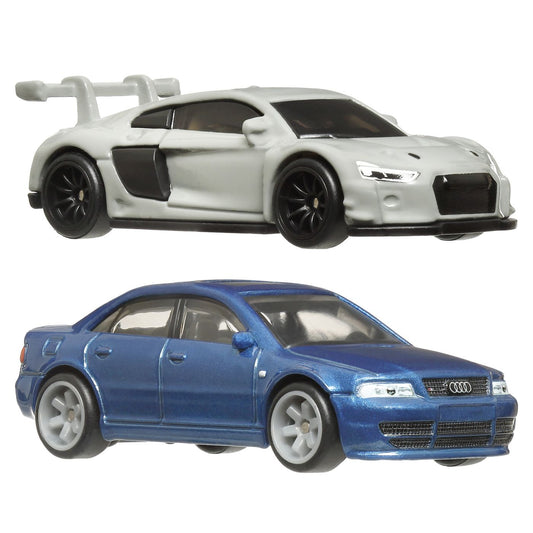 Hot wheels premium set 2 masinute metalice audi s4 quattro si audi r8 lms scara 1:64, Mattel - Publisol.ro