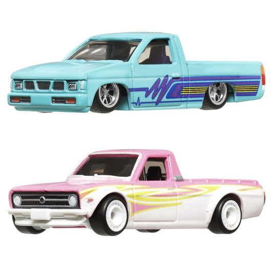 Hot wheels premium set 2 masinute metalice datsun sunny truck si nissan hardbody scara 1:64, Mattel - Publisol.ro