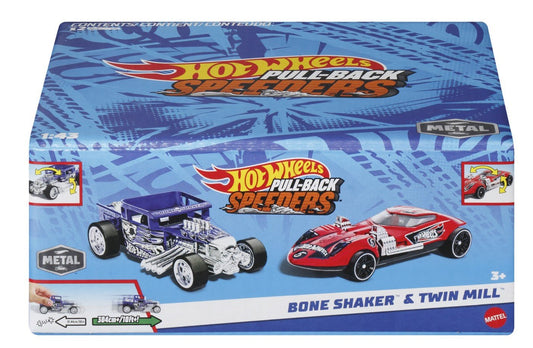 Hot wheels set 2 masinute metalice pull back bone shaker si twin mill 1:43, Mattel - Publisol.ro
