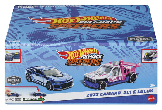 Hot wheels set 2 masinute metalice pull back camaro zl1 2022 si lolux 1:43, Mattel - Publisol.ro