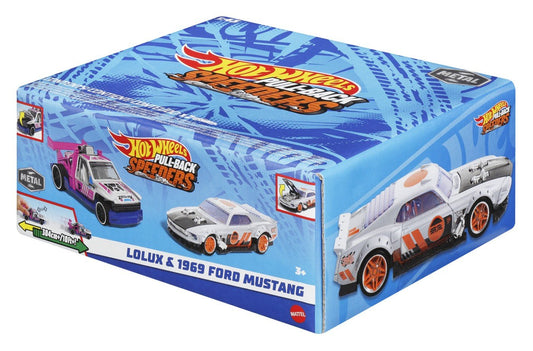 Hot wheels set 2 masinute metalice pull back lolux si 1969 ford mustang 1:43, Mattel - Publisol.ro