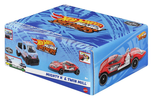 Hot wheels set 2 masinute metalice pull back mighty k si twin mill 1:43, Mattel - Publisol.ro