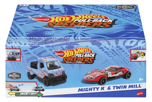 Hot wheels set 2 masinute metalice pull back mighty k si twin mill 1:43, Mattel - Publisol.ro