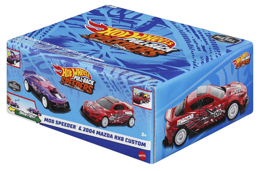 Hot wheels set 2 masinute metalice pull back mod speeder si 2004 mazda rx8 custom 1:43, Mattel - Publisol.ro
