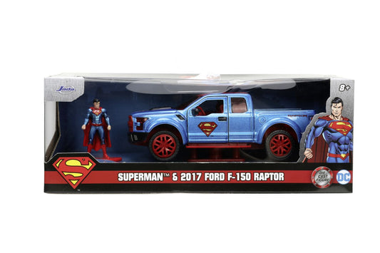 Jada DC set figurina metalica Superman si masinuta 2017 Ford f 150 Raptor scara 1:32 - Publisol.ro