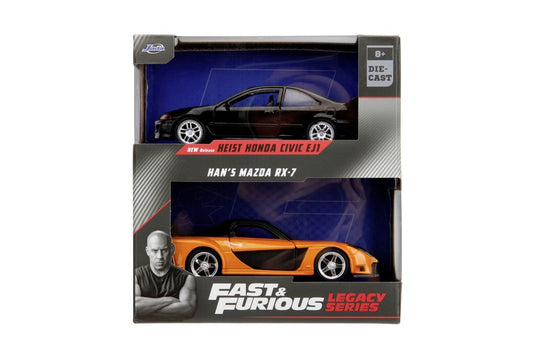 Jada fast & furious legacy series set 2 masinute metalice honda civic si mazda rx - 7 scara 1:32, Simba - Publisol.ro