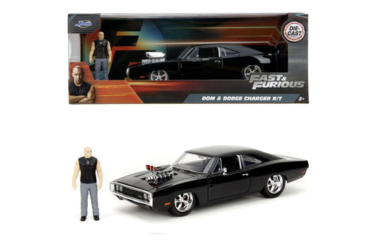 Jada Fast & Furious set figurina Dom si masinuta metalica Dodge Charger 1970 scara 1 la 24 - Publisol.ro