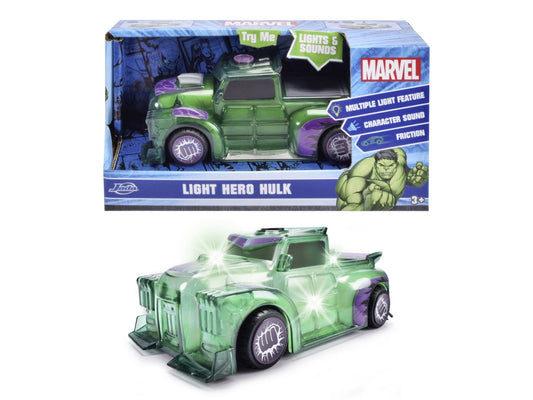 Jada marvel masinuta light hero hulk cu sunete si lumini scara 1:32, Simba - Publisol.ro