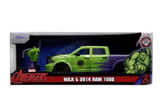 Jada marvel set figurina hulk si masinuta metalica ram 1500 2014 scara 1:24, Simba - Publisol.ro