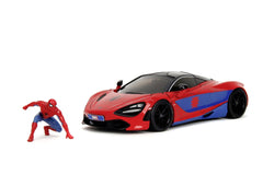 Jada Marvel set figurina Spider man si masinuta metalica Mclaren 720s scara 1 la 24 - Publisol.ro