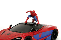 Jada Marvel set figurina Spider man si masinuta metalica Mclaren 720s scara 1 la 24 - Publisol.ro