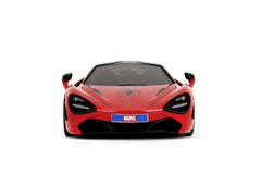 Jada Marvel set figurina Spider man si masinuta metalica Mclaren 720s scara 1 la 24 - Publisol.ro