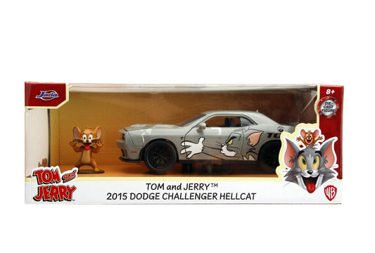 Jada masina metalica dodge challenger hellcat scara 1 la 24 si figurina jerry, Simba - Publisol.ro