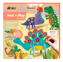 Joc creativ Stick N Play cu scene 3D si stickere repozitionabile - Lumea Dinozaurilor - Avenir