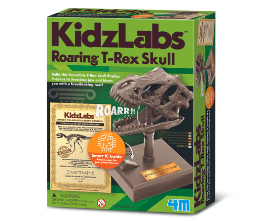 Jucarie Craniu de T - Rex cu sunete KidzLabs - 4M - Publisol.ro