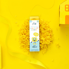 Jucarie senzoriala luminoasa Alex - Glo Cube, galben - Glo Pals