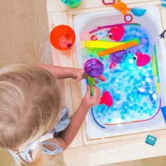 Jucarie senzoriala luminoasa Blair - Glo Cube, albastru - Glo Pals - Publisol.ro