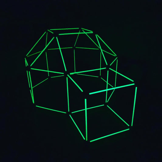 Kit constructie 3D - Cort pentru copii verde albastru, fosforescent in intuneric - Crazy Tent