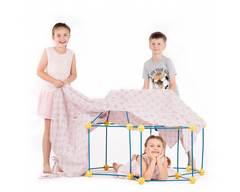 Kit constructie 3D - Cort pentru copii - albastru galben - Crazy Tent