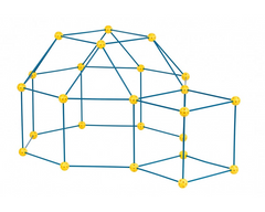 Kit constructie 3D - Cort pentru copii - albastru galben - Crazy Tent