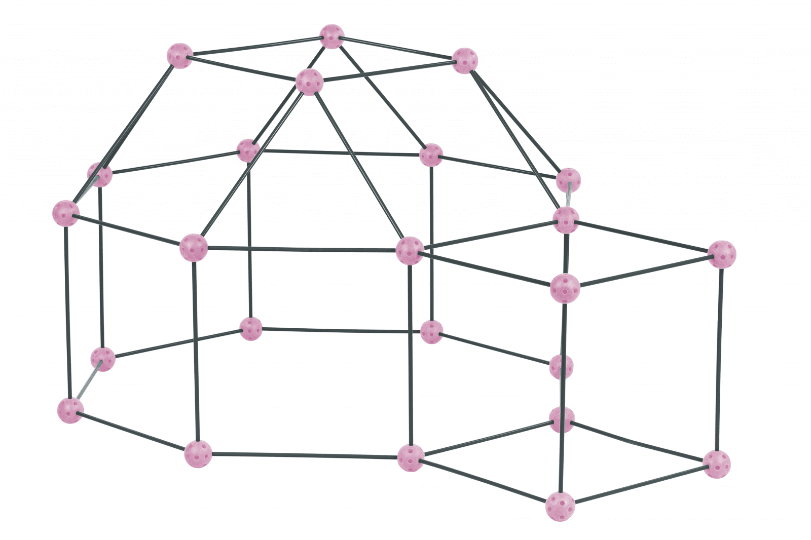 Kit constructie 3D - Cort pentru copii - roz gri - Crazy Tent - Publisol.ro