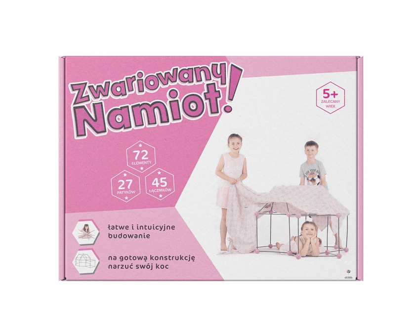 Kit constructie 3D - Cort pentru copii - roz gri - Crazy Tent - Publisol.ro