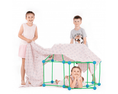 Kit constructie 3D - Cort pentru copii verde albastru, fosforescent in intuneric - Crazy Tent - Publisol.ro